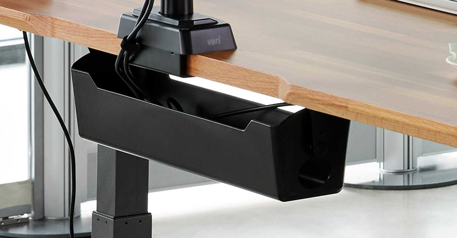 cable management tray on a vari electric standing desk